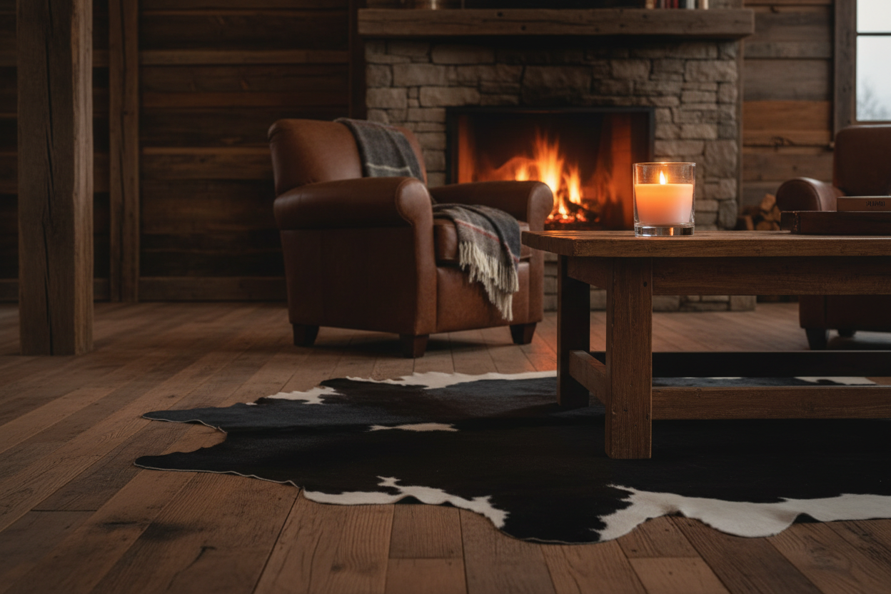 Poplar House Candle Co - Cowhide Rug Western Interior